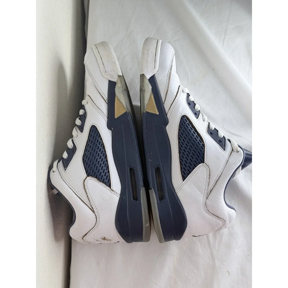 Air Jordan 5 Retro Low Dunk From Above Sneakers Mens Size 10 White Gold Navy